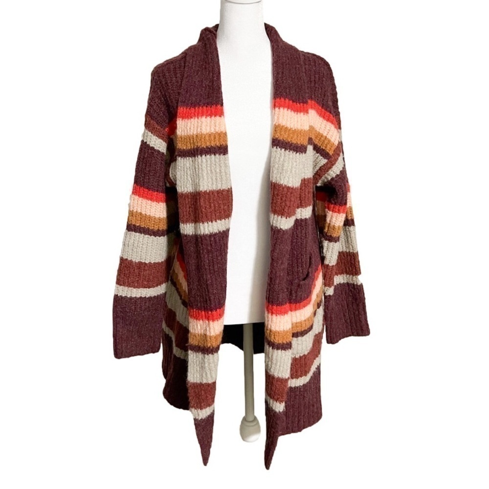 A New Day Oversized Multicolor Red Blended Content Stripe Sweater Women’s Size L